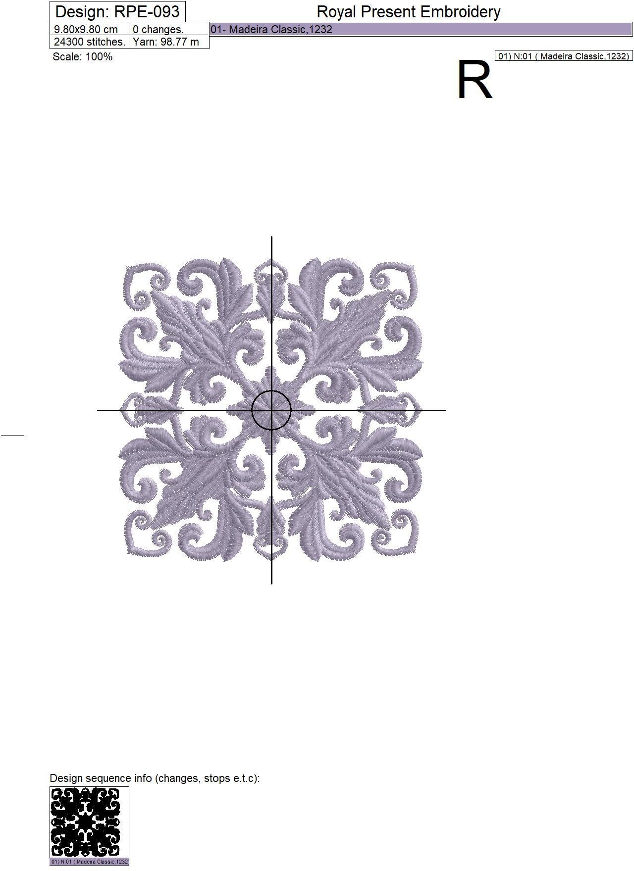 Quilt Block Machine Embroidery Design Lilac Color - 7 sizes