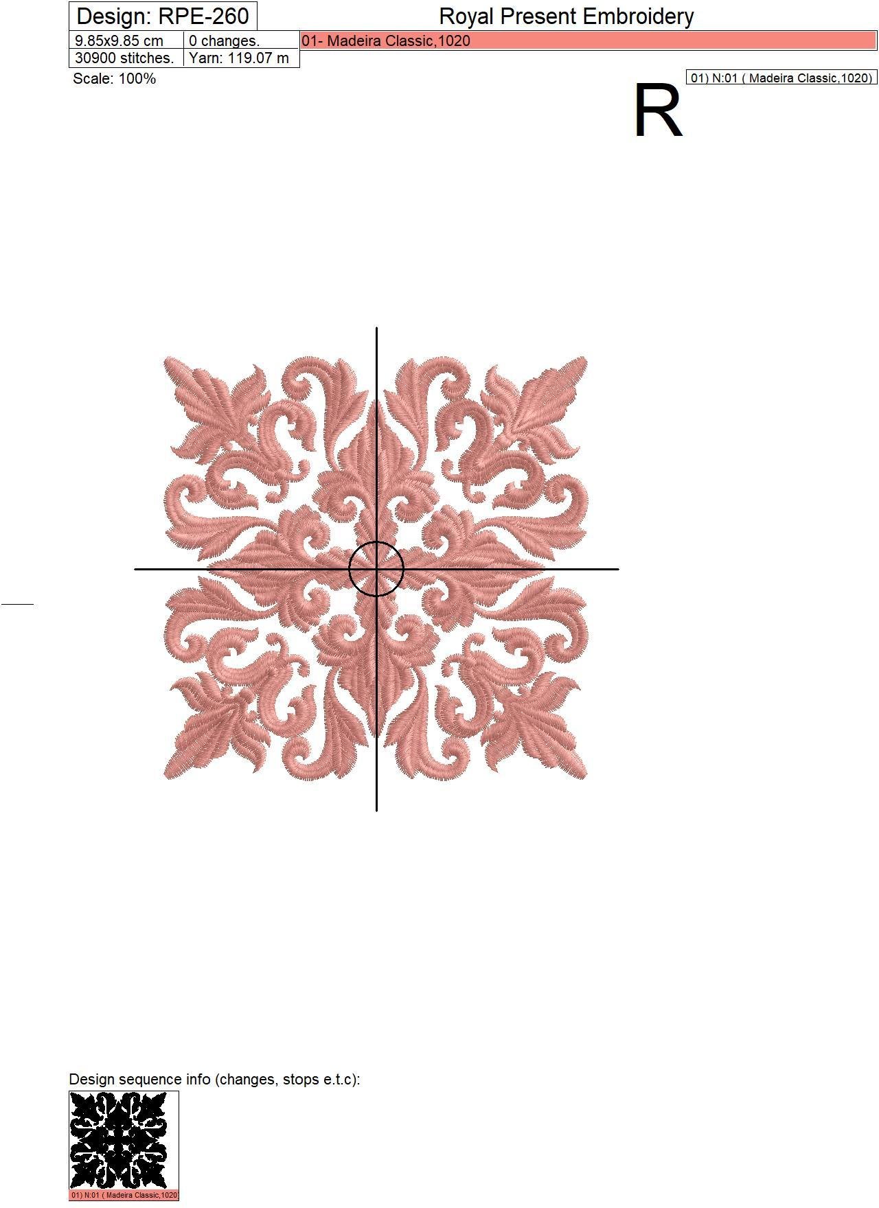 Gold Quilt Block Machine Embroidery Design - 7 sizes