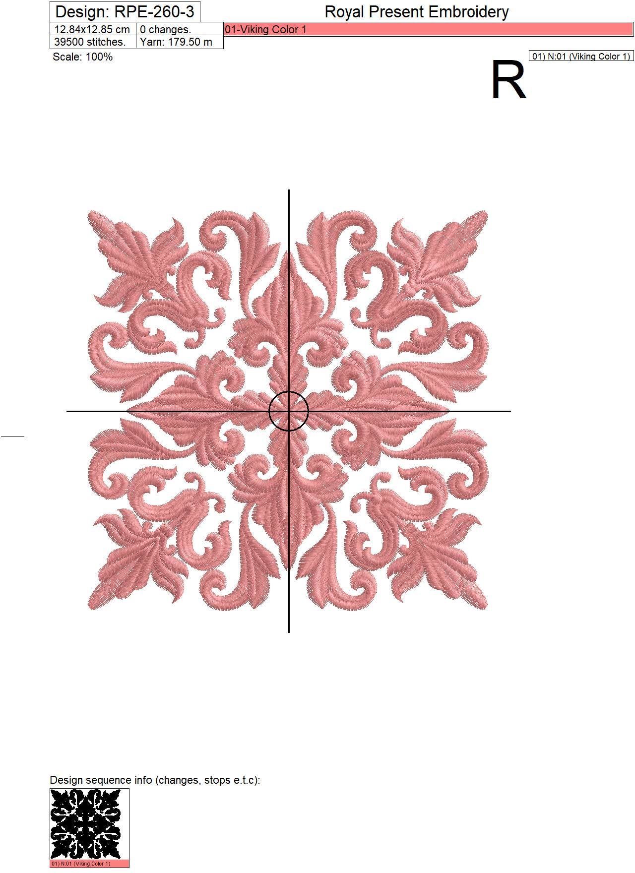 Gold Quilt Block Machine Embroidery Design - 7 sizes