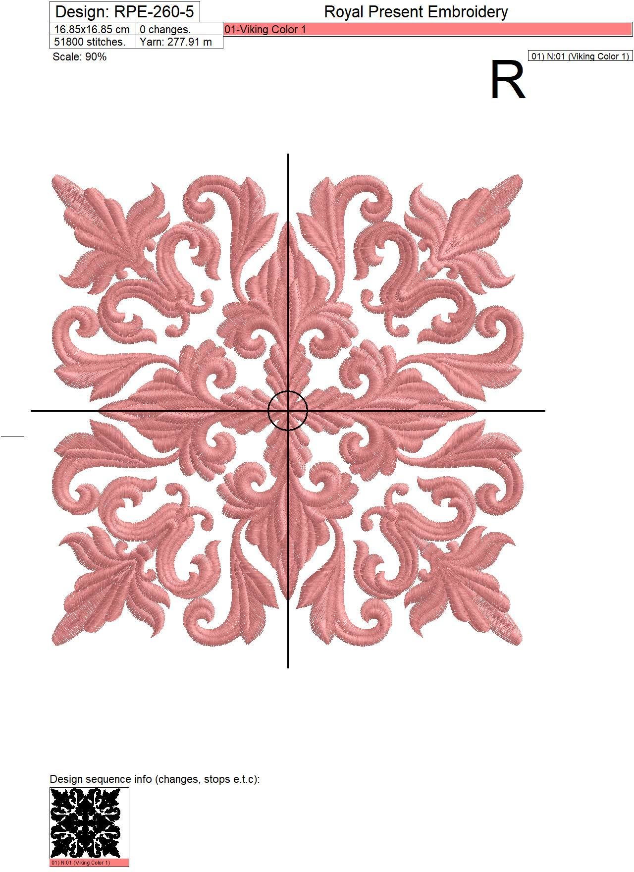 Gold Quilt Block Machine Embroidery Design - 7 sizes