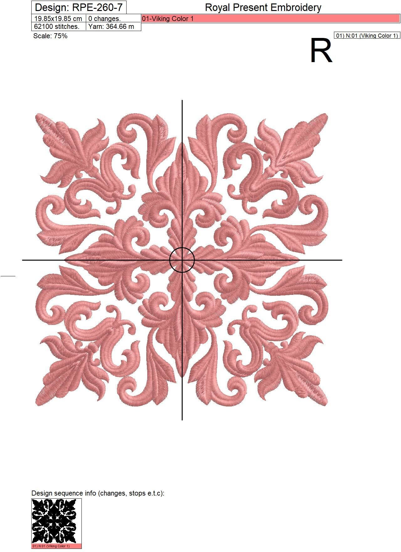 Gold Quilt Block Machine Embroidery Design - 7 sizes