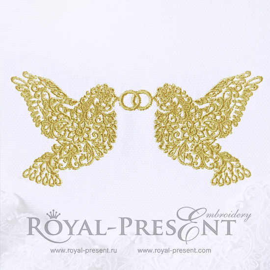 Machine Embroidery Design Wedding pigeons - 3 sizes RPE-1009