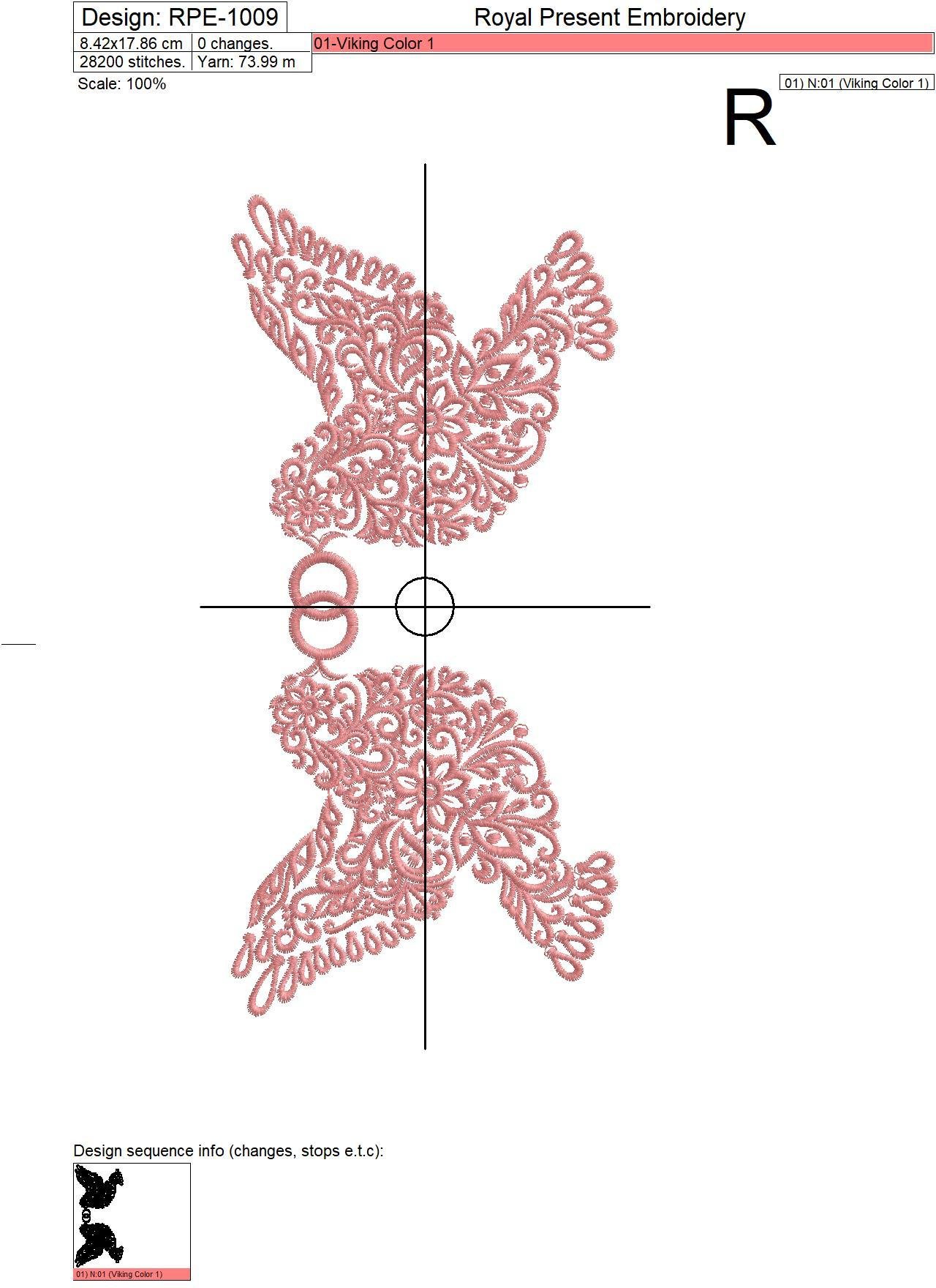 Machine Embroidery Design Wedding pigeons - 3 sizes