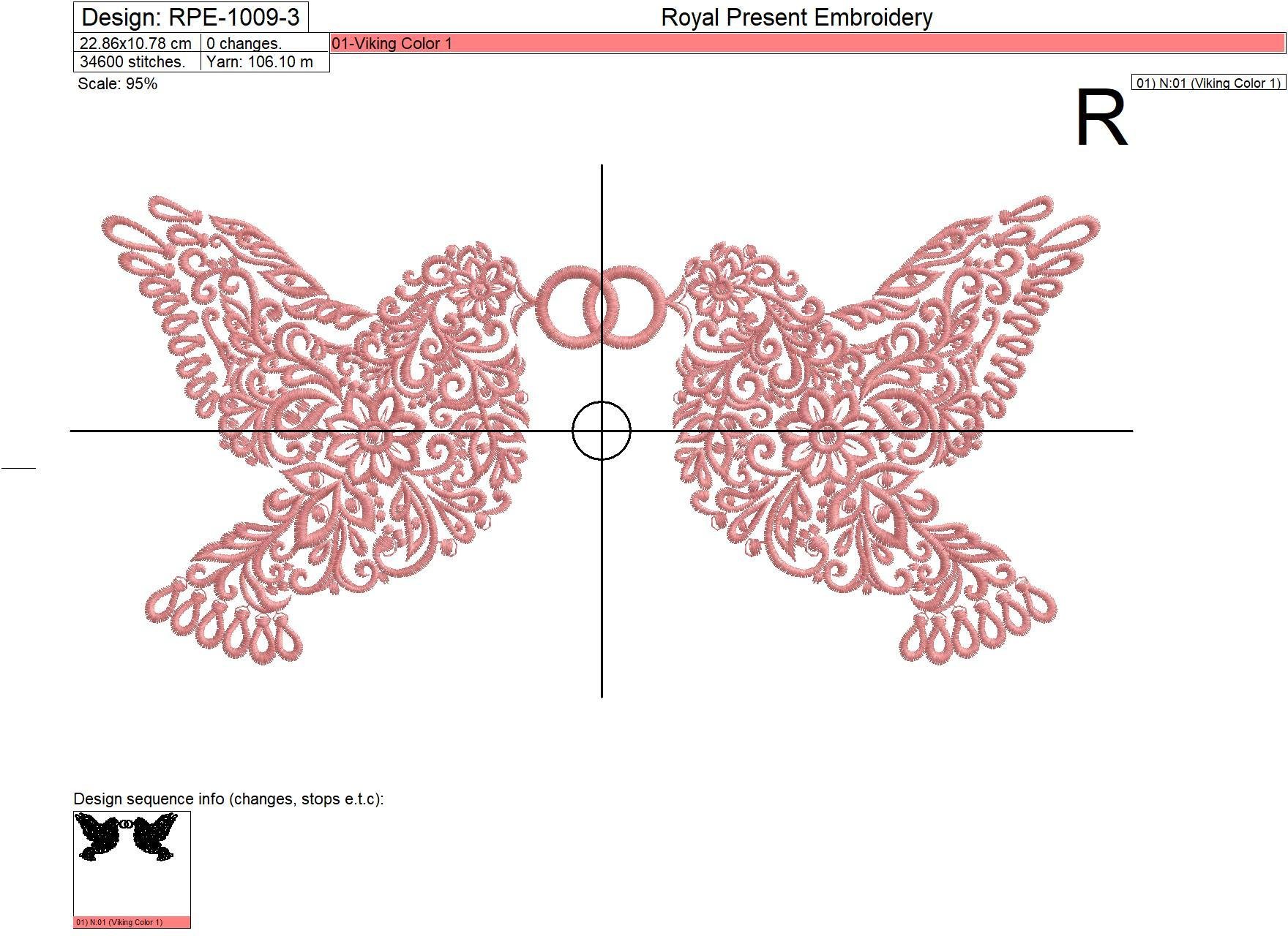 Machine Embroidery Design Wedding pigeons - 3 sizes