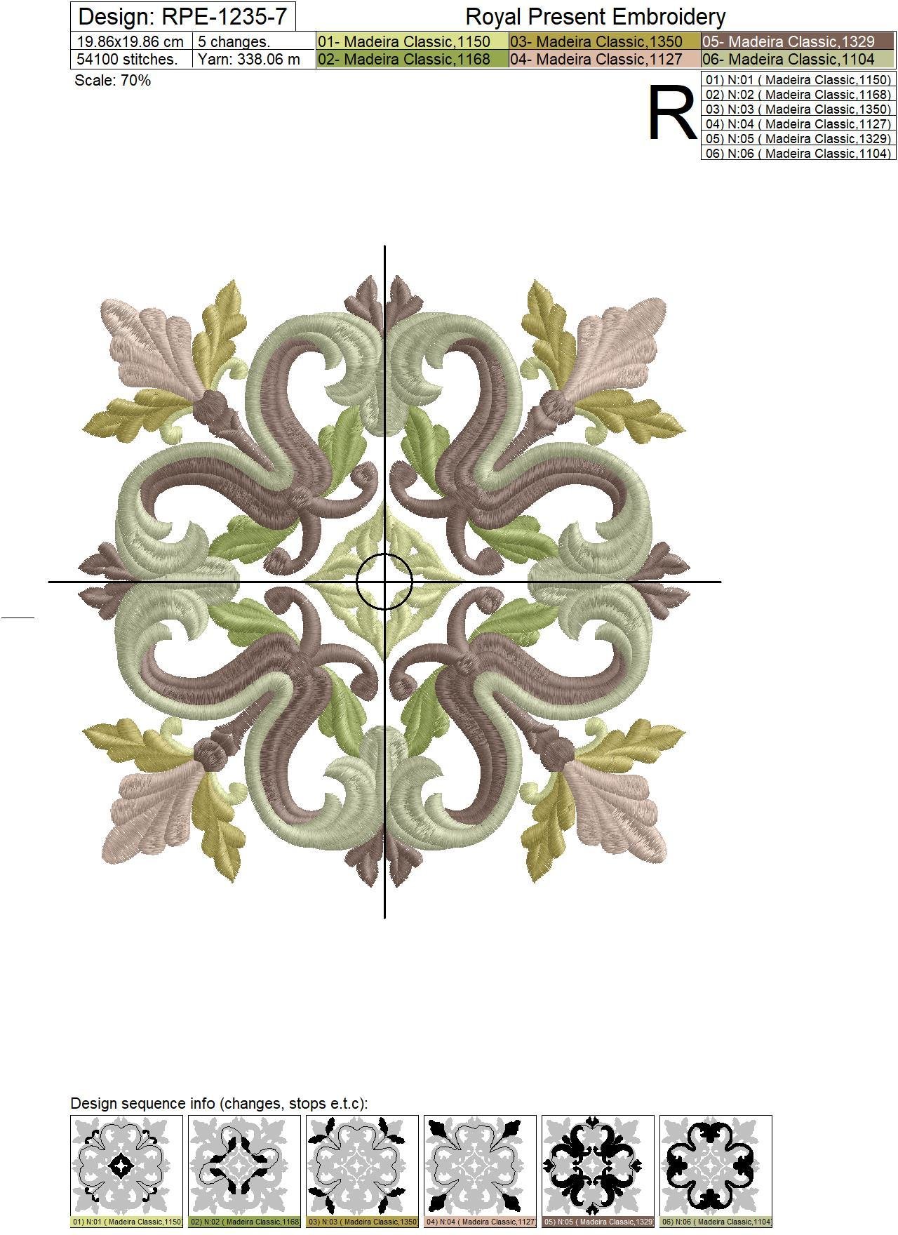 Medieval Acanthus Quilt Block Embroidery Design - 7 sizes