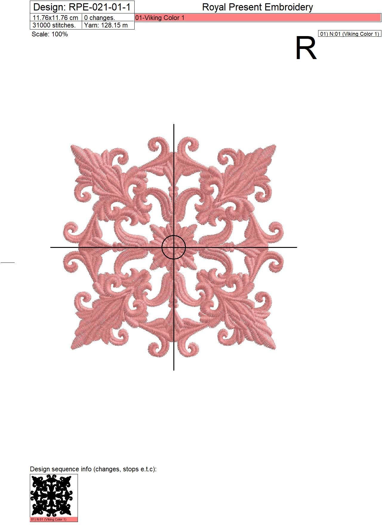 Grey Quilt Block Machine Embroidery Design - 7 sizes