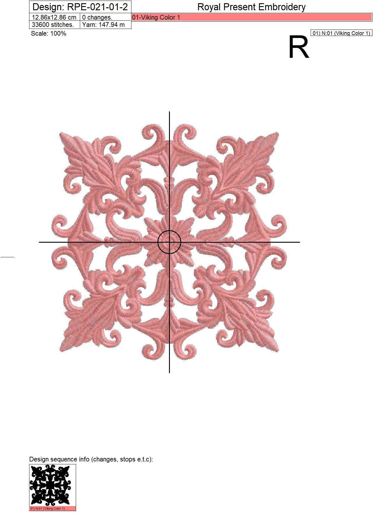 Grey Quilt Block Machine Embroidery Design - 7 sizes