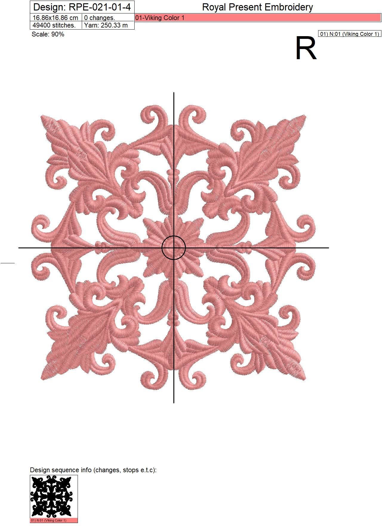 Grey Quilt Block Machine Embroidery Design - 7 sizes