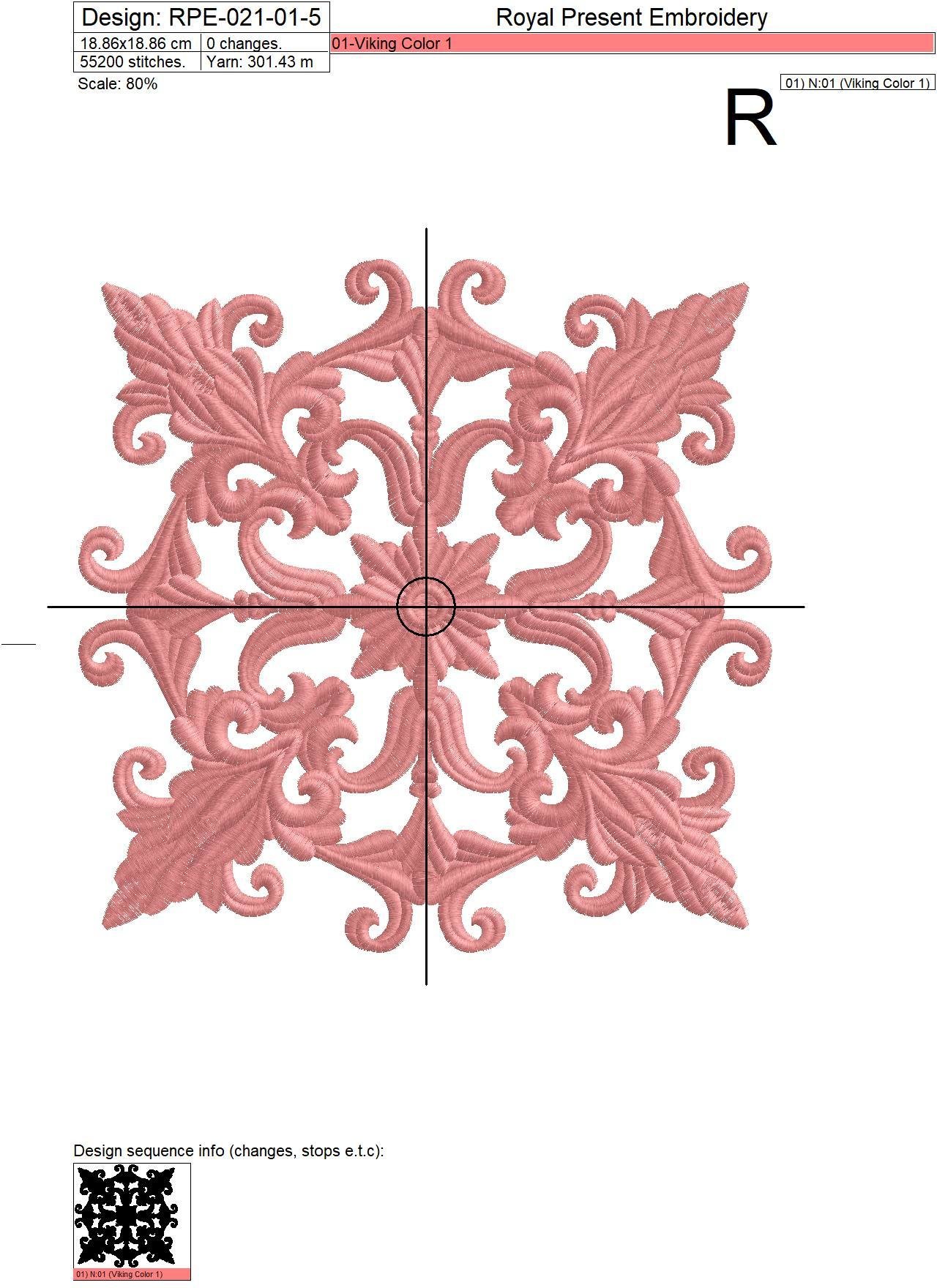 Grey Quilt Block Machine Embroidery Design - 7 sizes