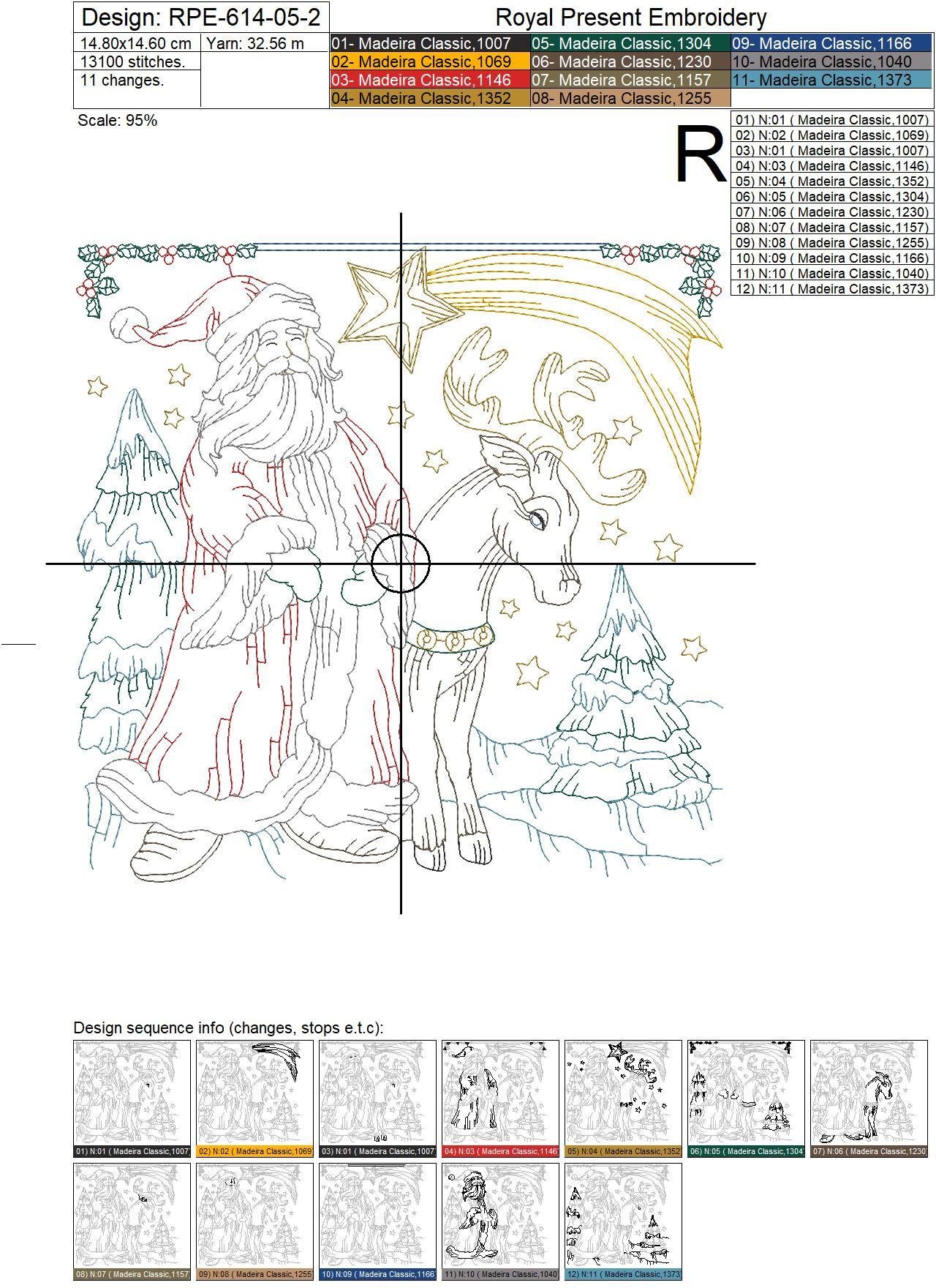 Machine Embroidery Design Winter Quilt Block Santa