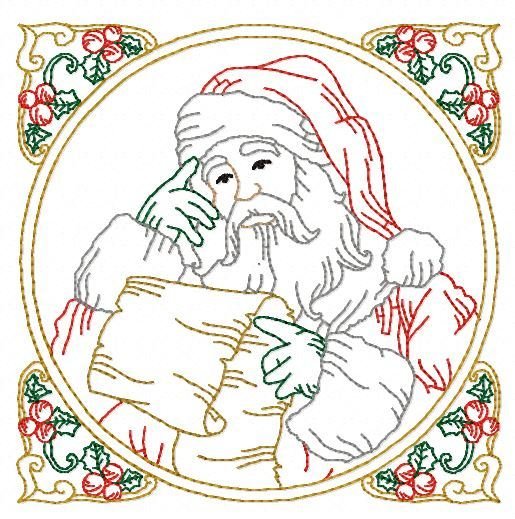 Machine Embroidery Design Winter Fun Quilt Block Santa RPE-614-06