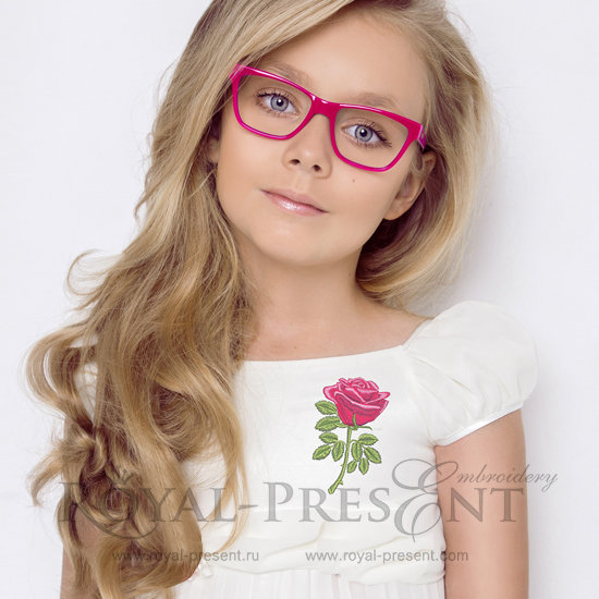 Machine Embroidery Design Red rose - 3 sizes RPE-027