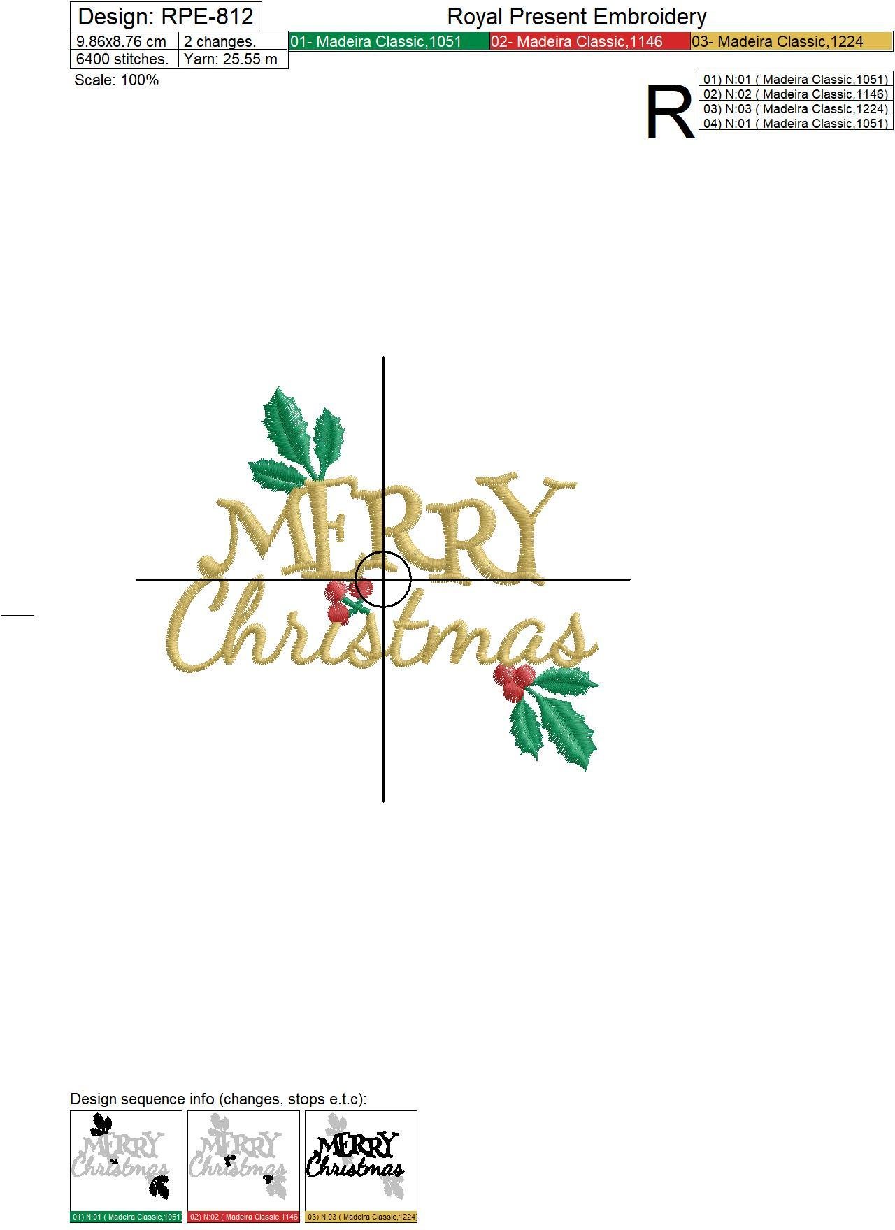 Free Machine Embroidery Design Merry Christmas