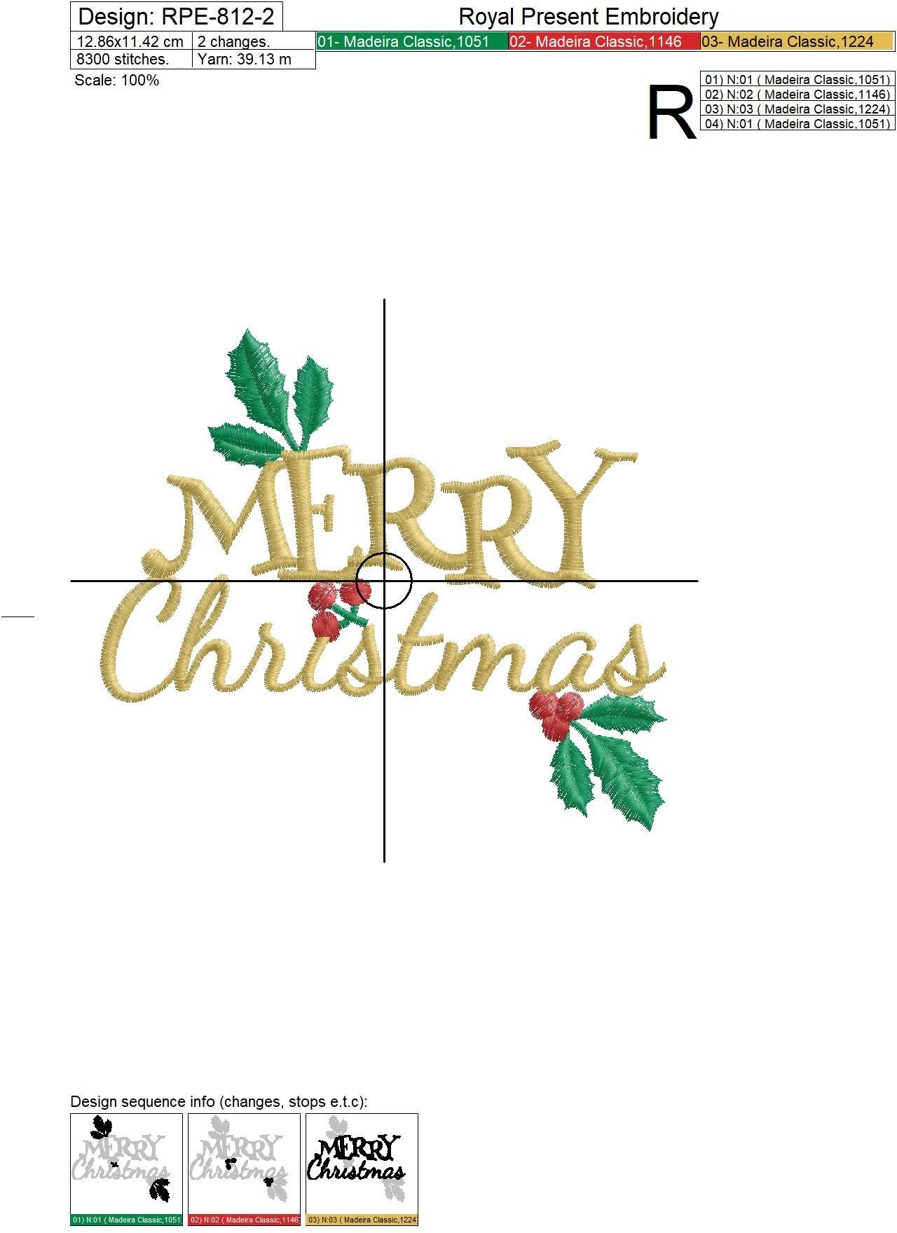 Free Machine Embroidery Design Merry Christmas