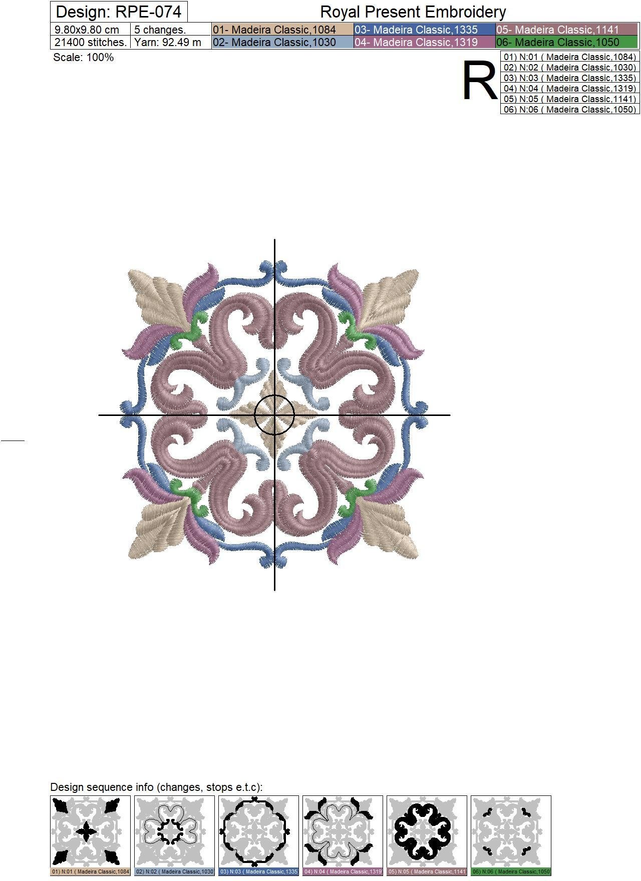 Classic quilt Embroidery Design - 3 sizes