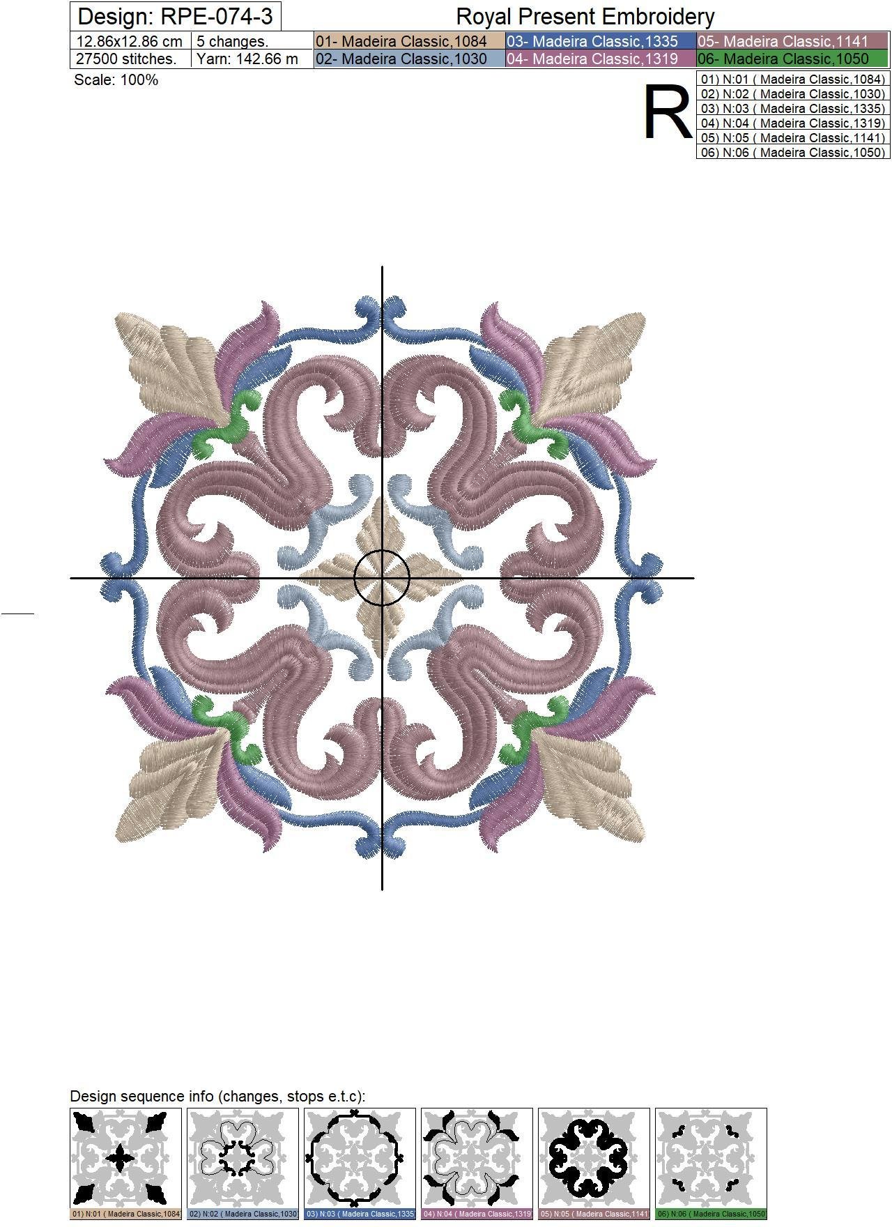 Classic quilt Embroidery Design - 3 sizes