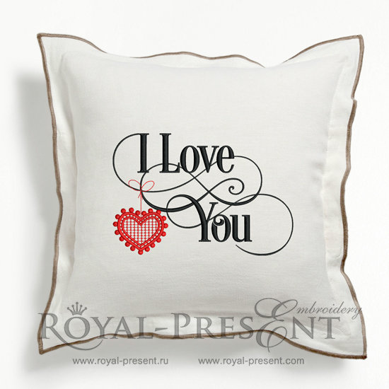Machine Embroidery Design I Love You inscription - 2 sizes RPE-1236