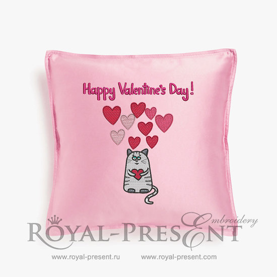 Machine Embroidery Design Happy Valentine`s Day - 2 sizes RPE-112