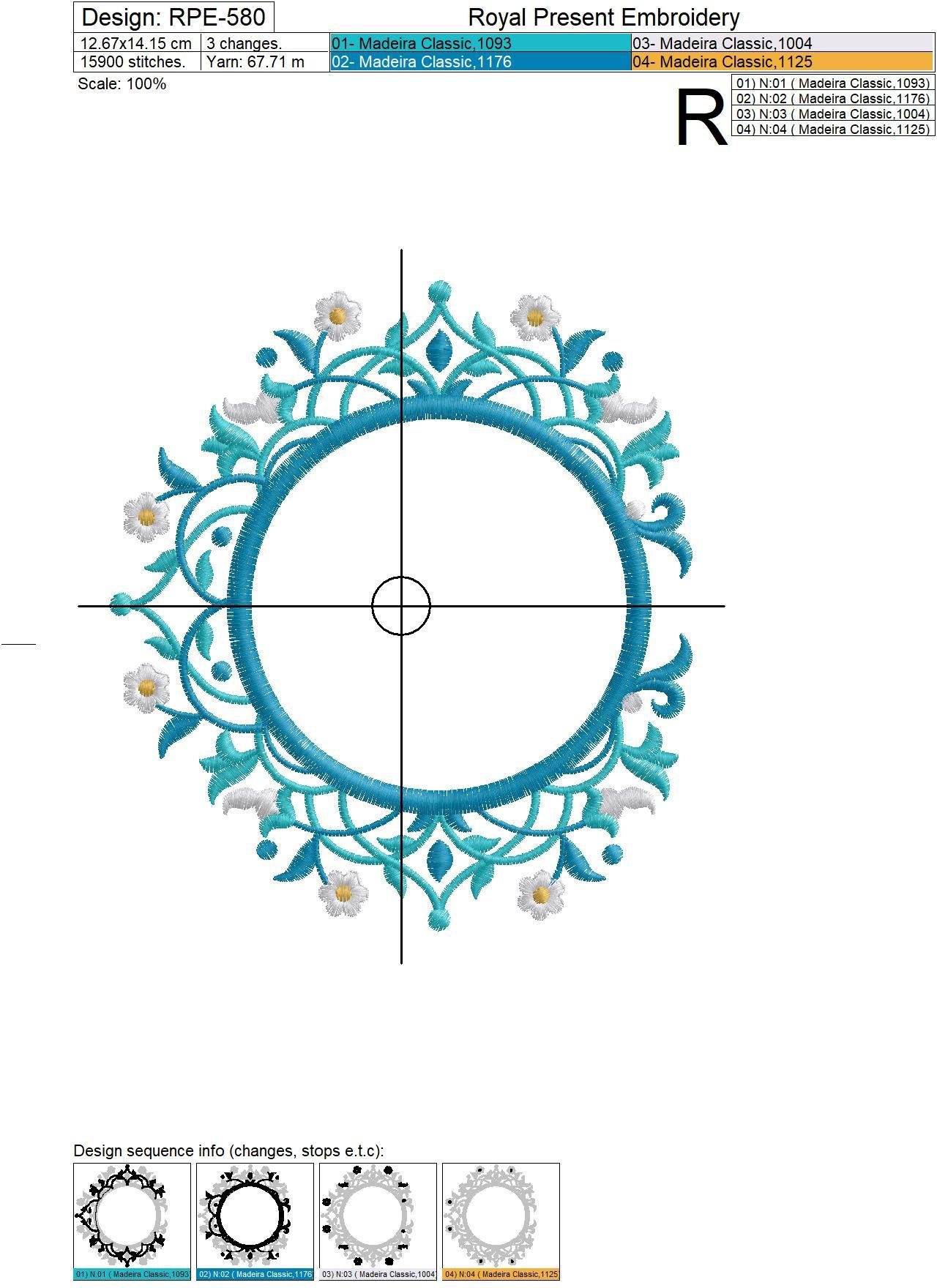 Machine Embroidery Design Moroccan monogram frame