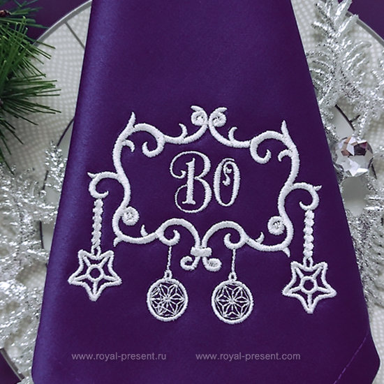 Free Machine Embroidery Design Christmas Monogram Blank RPE-928-02