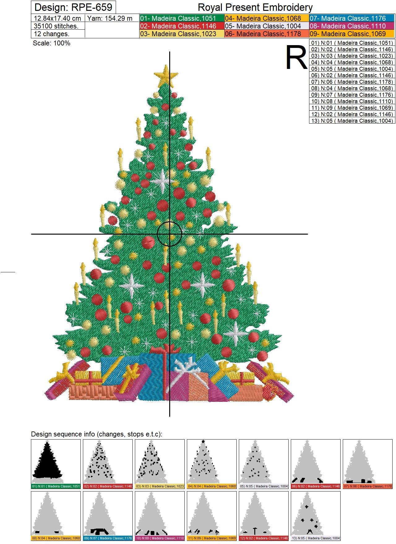 Christmas tree Machine Embroidery Design - 3 sizes