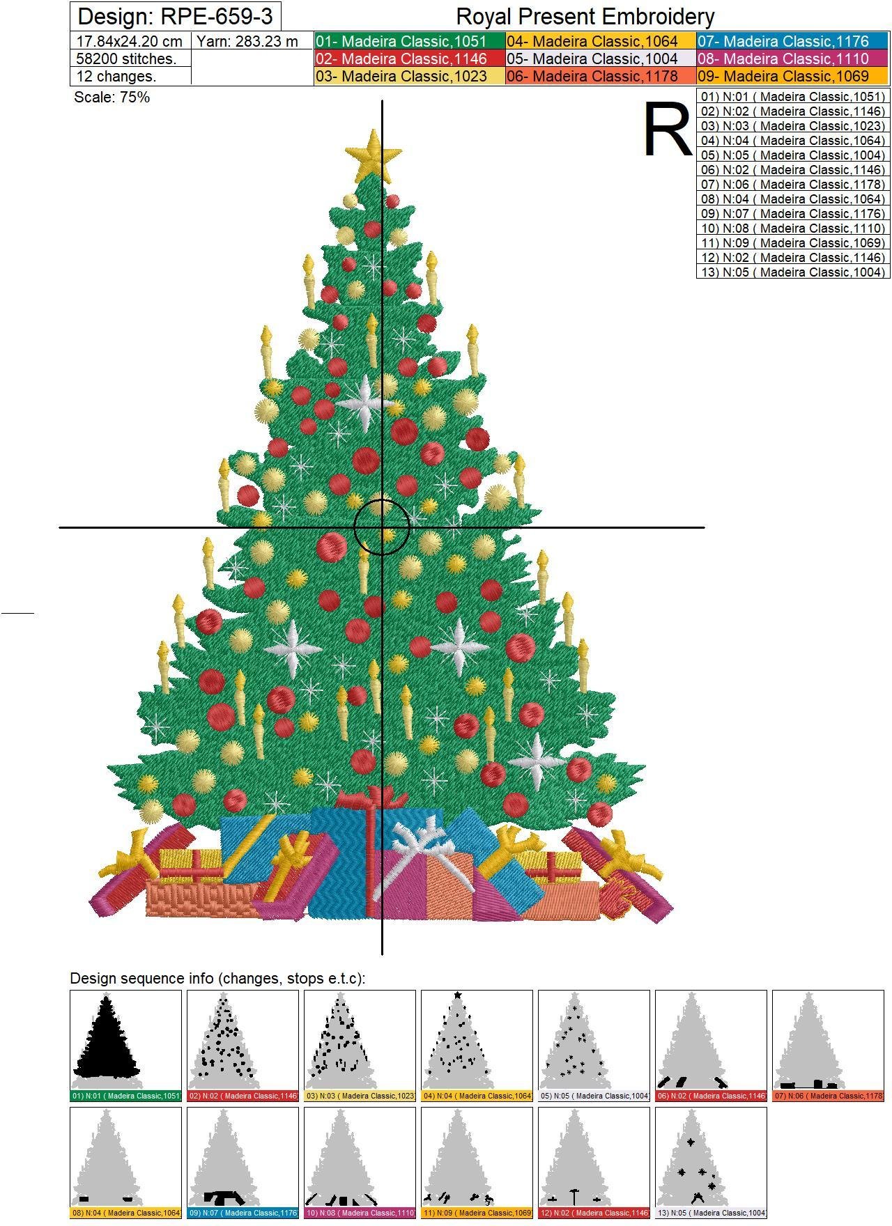 Christmas tree Machine Embroidery Design - 3 sizes