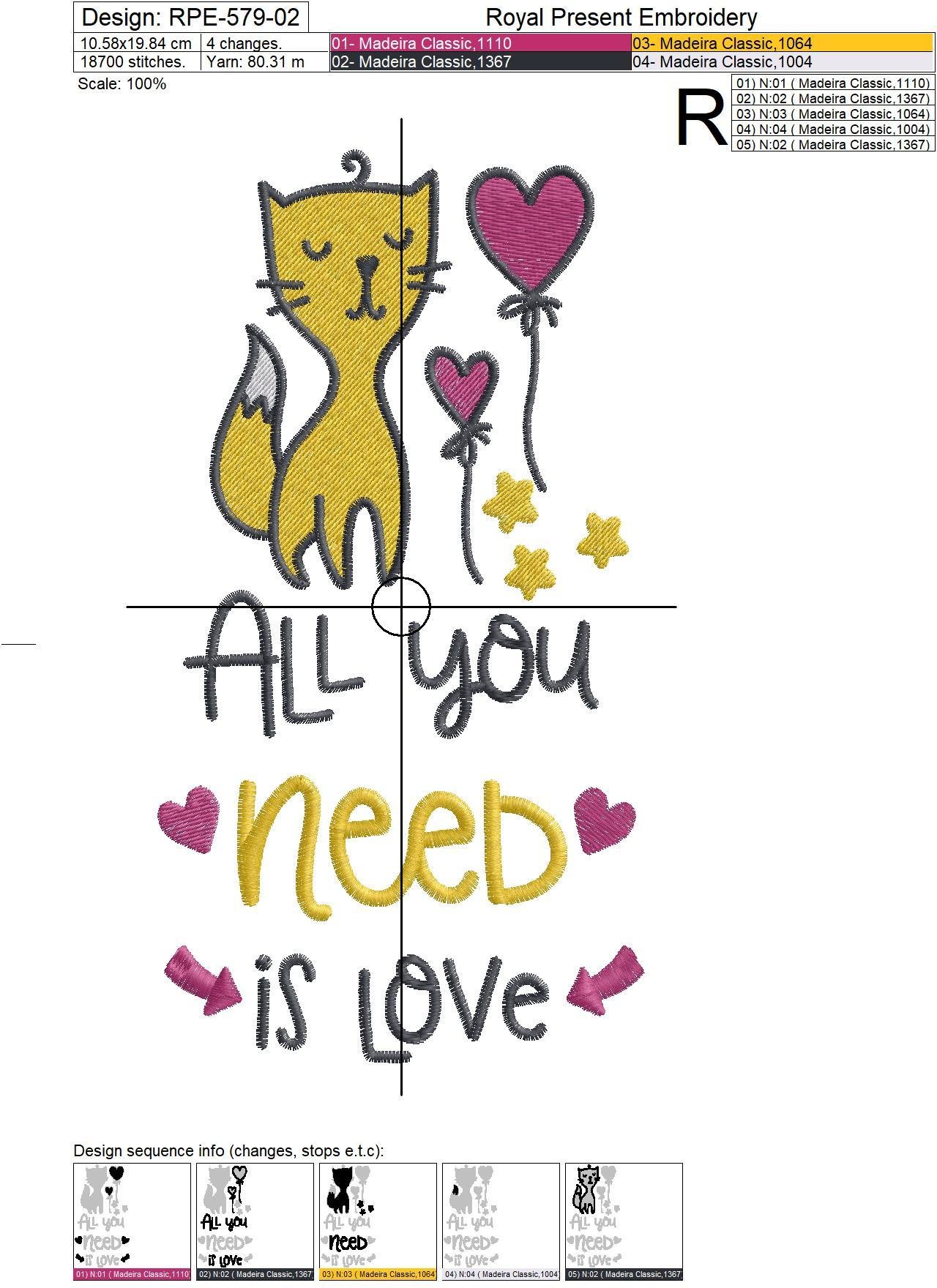 Machine Embroidery Design All you need is Love