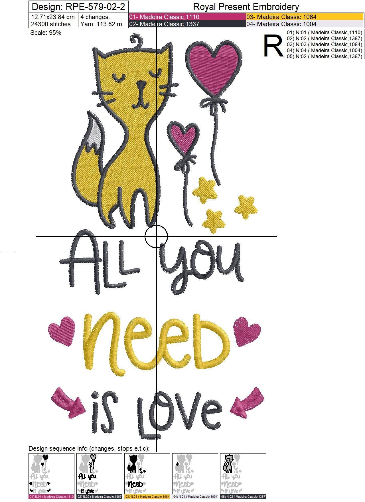 Machine Embroidery Design All you need is Love