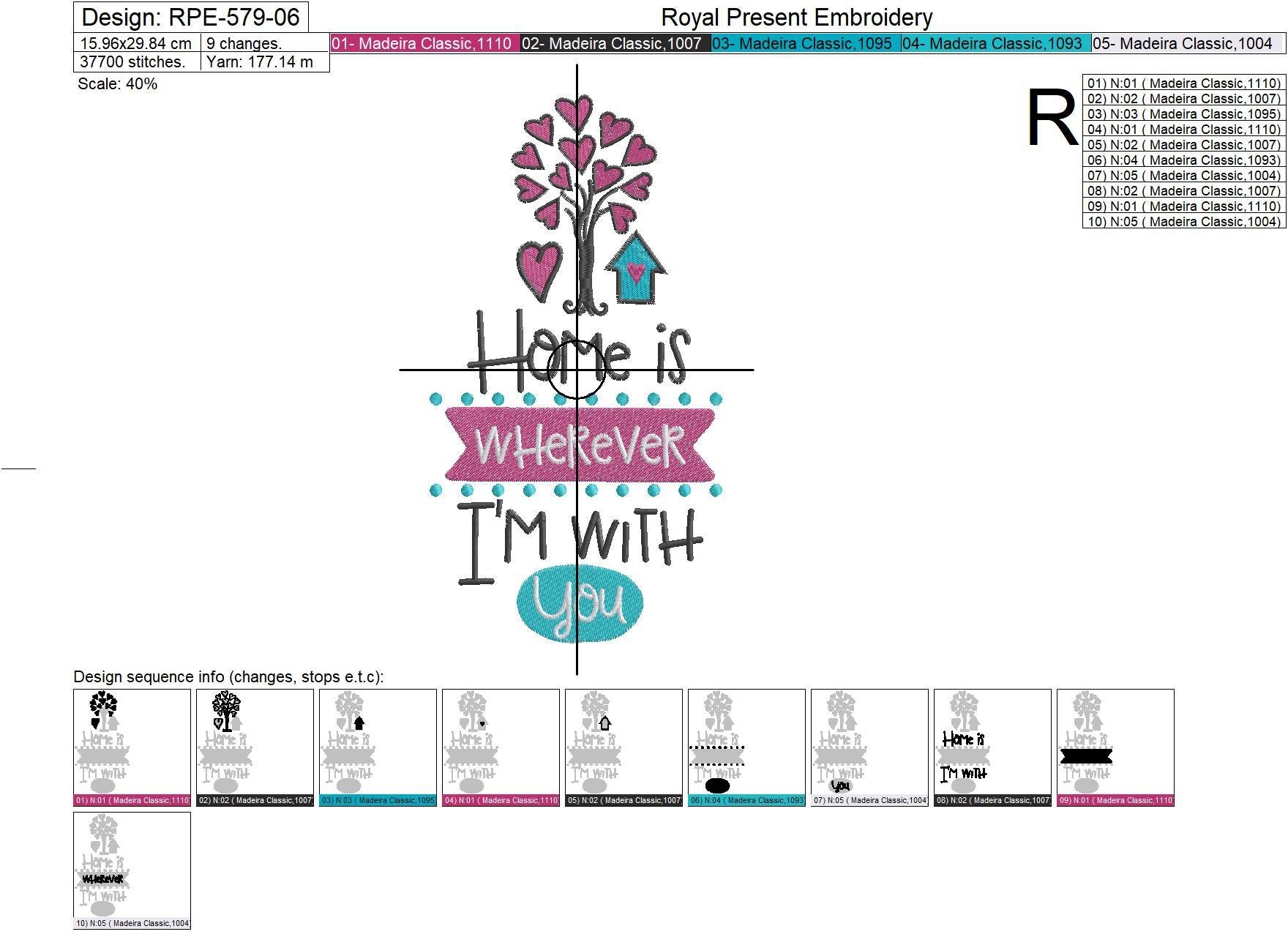 Machine Embroidery Design Home is wherever i'm with you