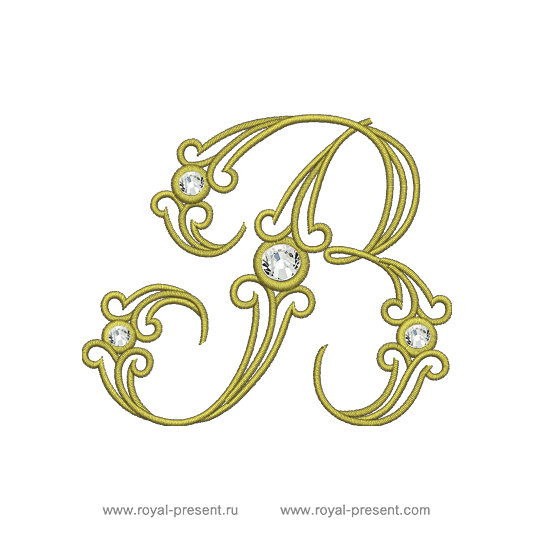 Machine embroidery design vintage letter b  royal present embroidery