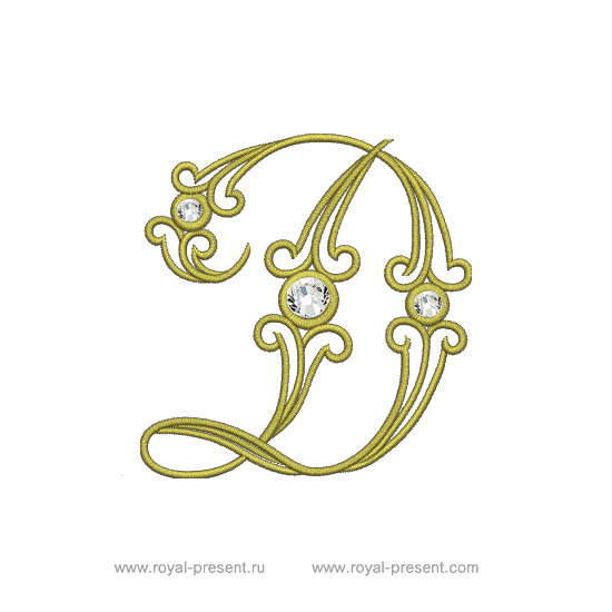 Machine Embroidery Design Vintage letter D RPE-459