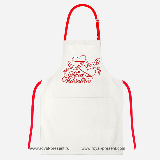 Machine Embroidery Design Valentines headline with hearts and birds