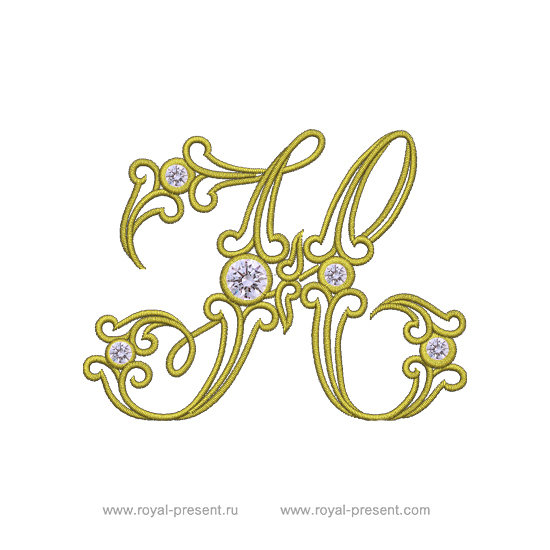 Machine Embroidery Design Vintage letter H RPE-579-05