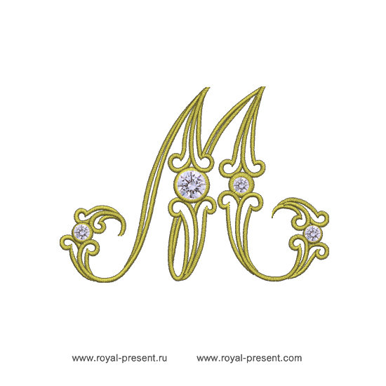 Machine Embroidery Design Vintage letter M RPE-165