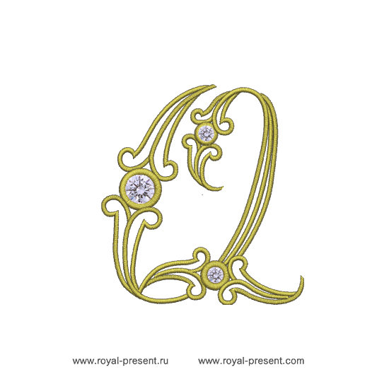 Machine Embroidery Design Vintage letter Q RPE-579-04