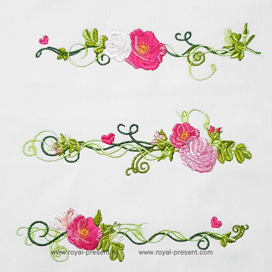 Three Machine Embroidery Borders Wild Roses RPE-955