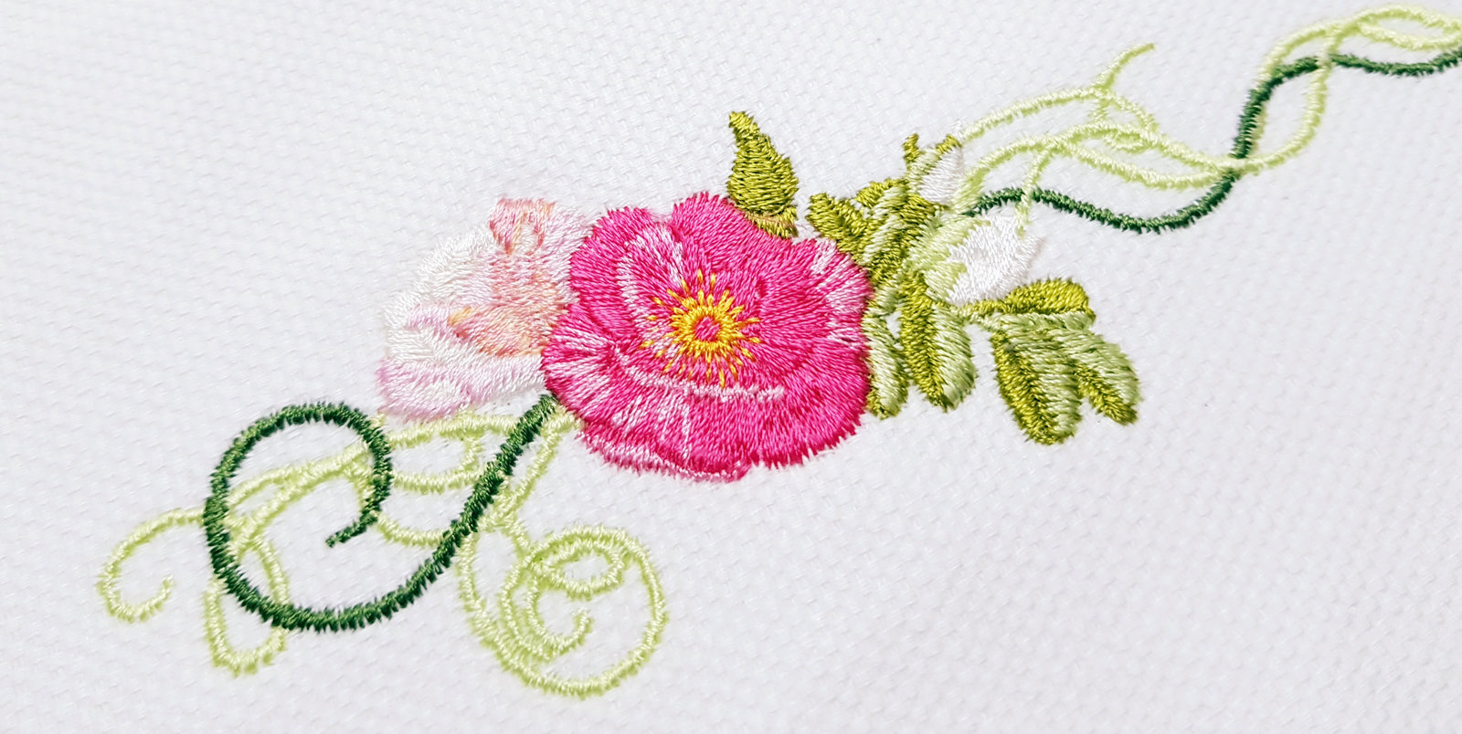 Three Machine Embroidery Borders Wild Roses