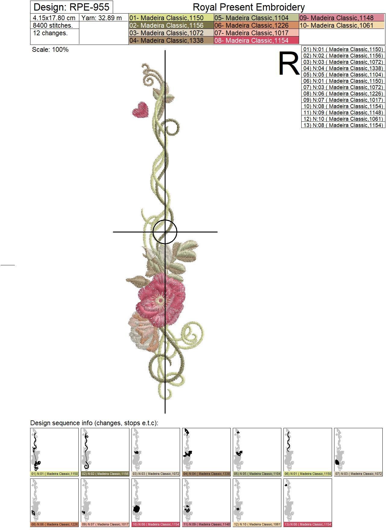 Three Machine Embroidery Borders Wild Roses