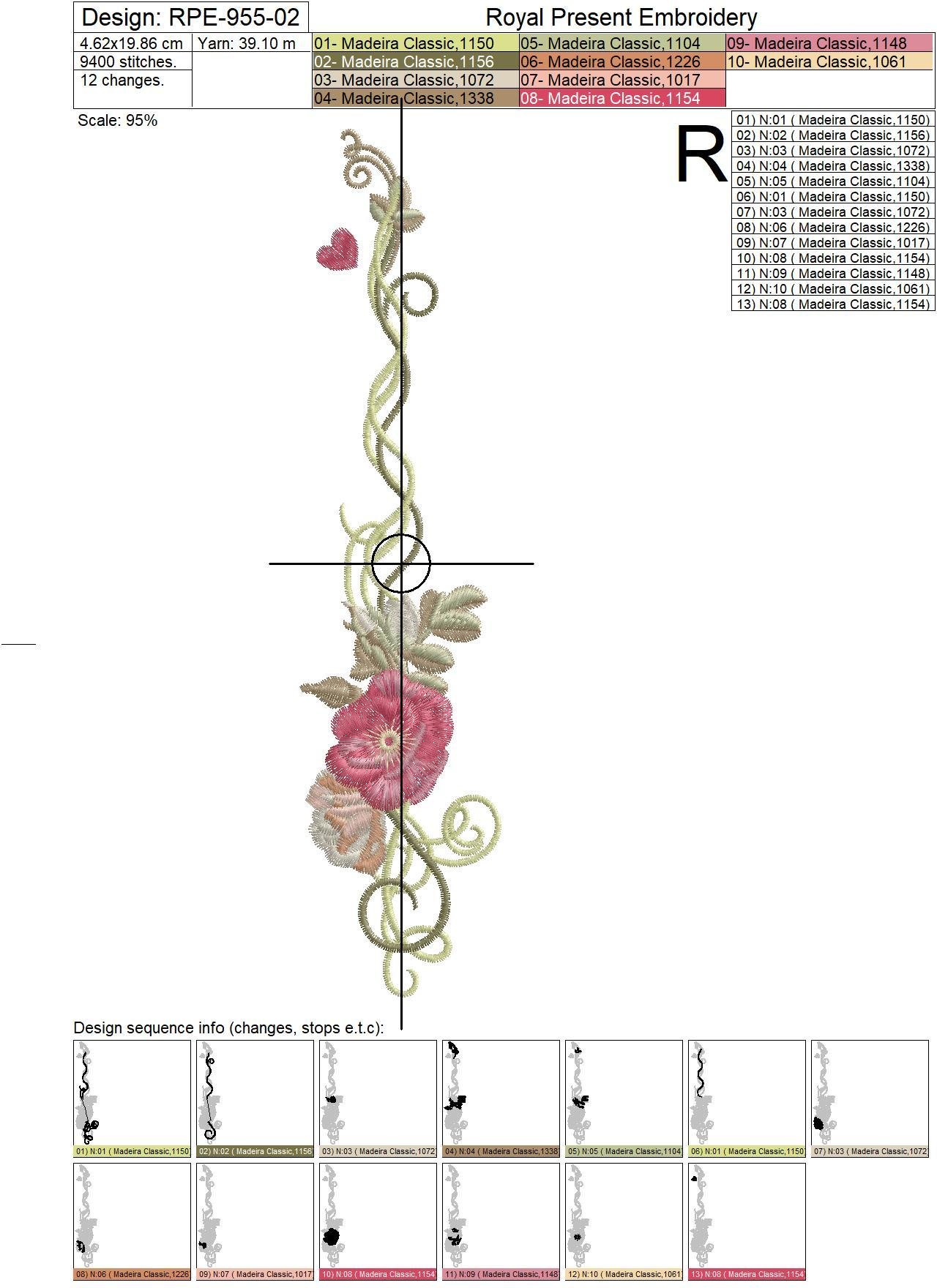 Three Machine Embroidery Borders Wild Roses
