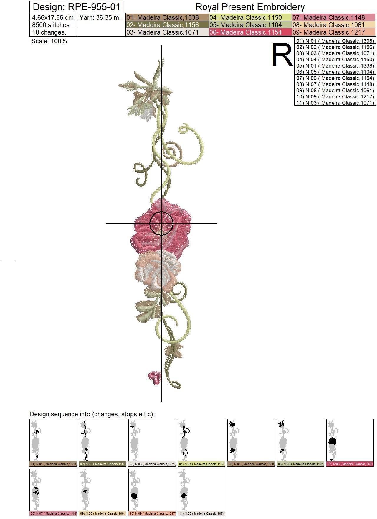 Three Machine Embroidery Borders Wild Roses