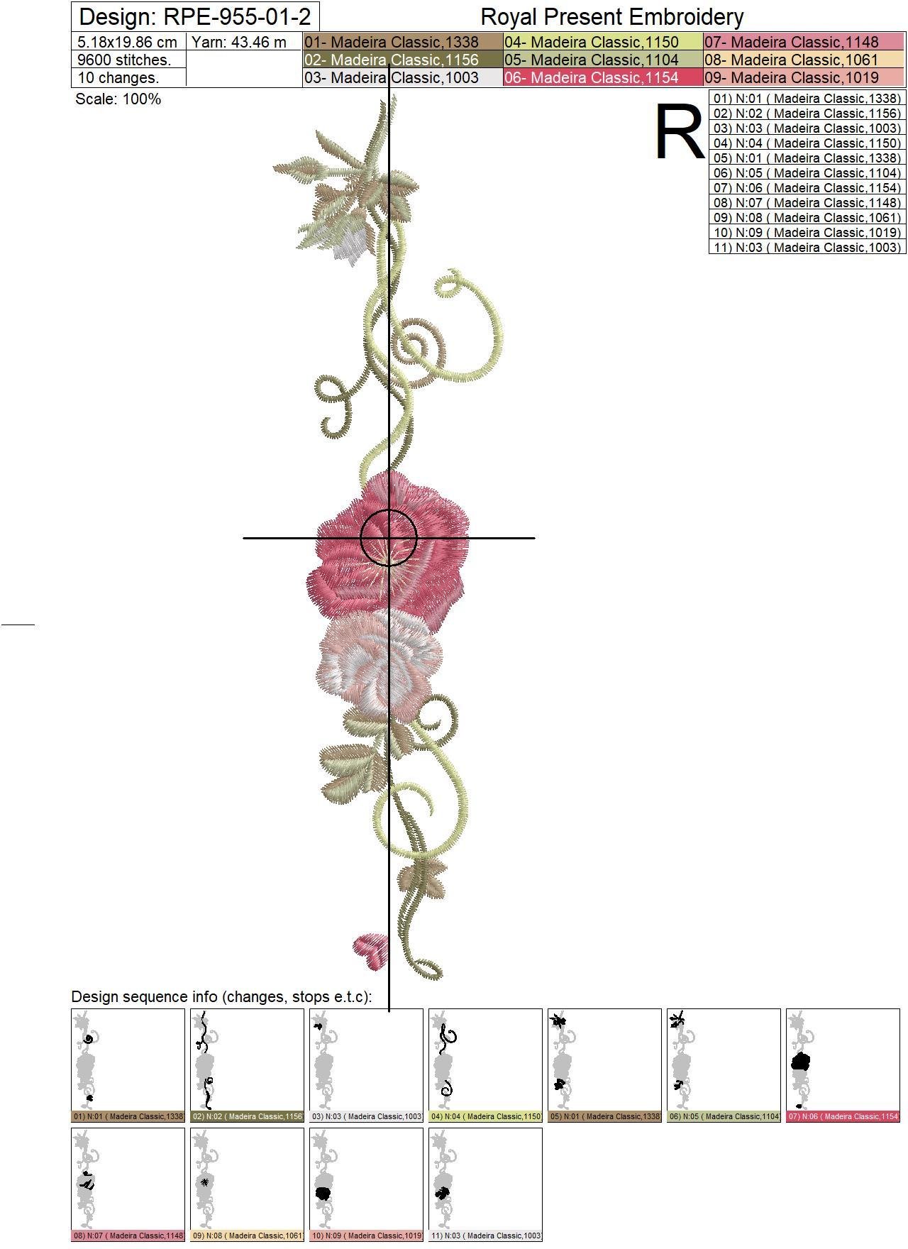 Three Machine Embroidery Borders Wild Roses