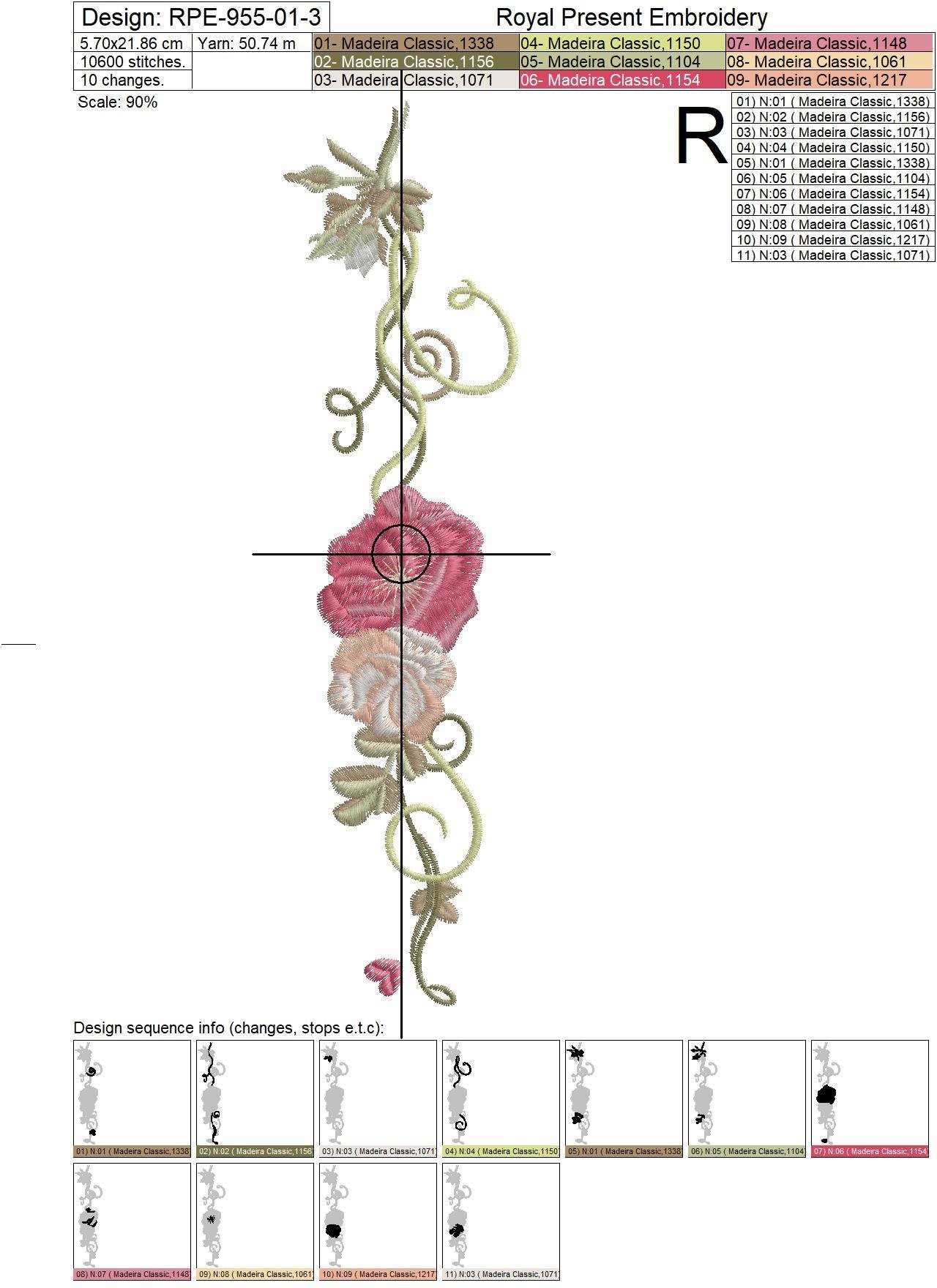 Three Machine Embroidery Borders Wild Roses