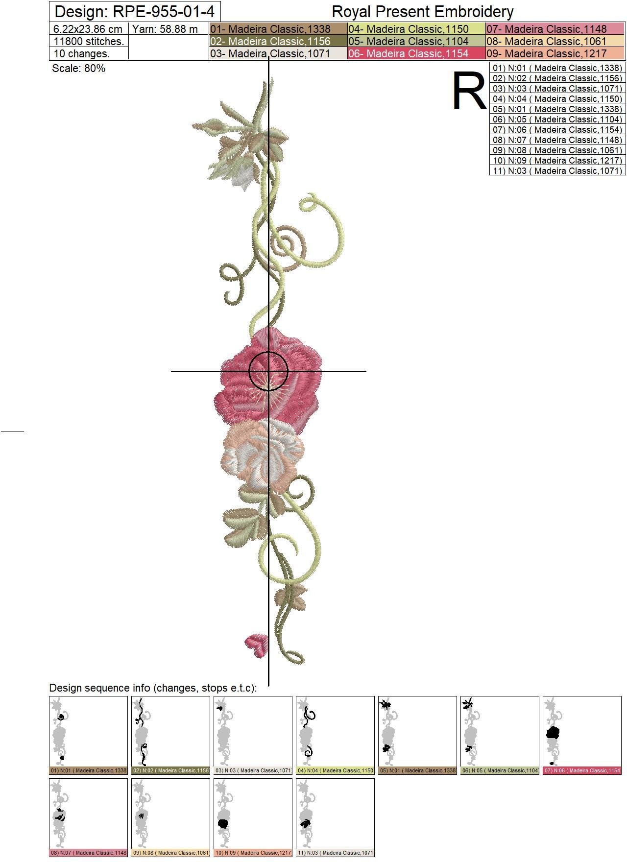 Three Machine Embroidery Borders Wild Roses