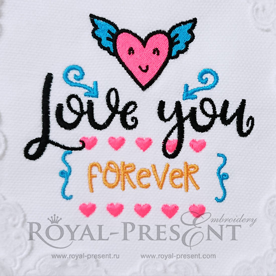 Machine Embroidery Design Love You Forever - 3 sizes
