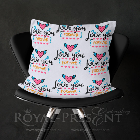 Machine Embroidery Design Love You Forever - 3 sizes