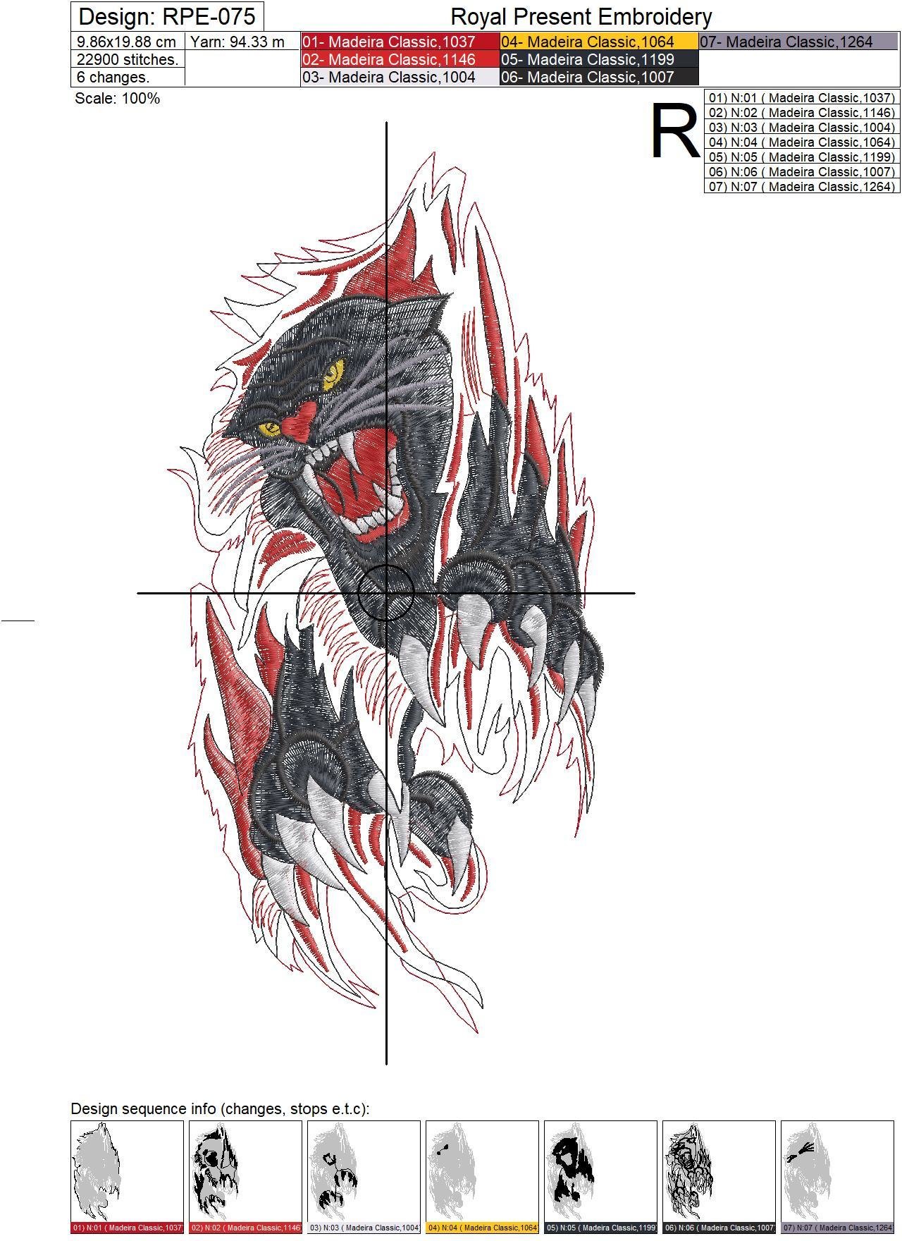 Machine Embroidery Design Black panther - 6 sizes