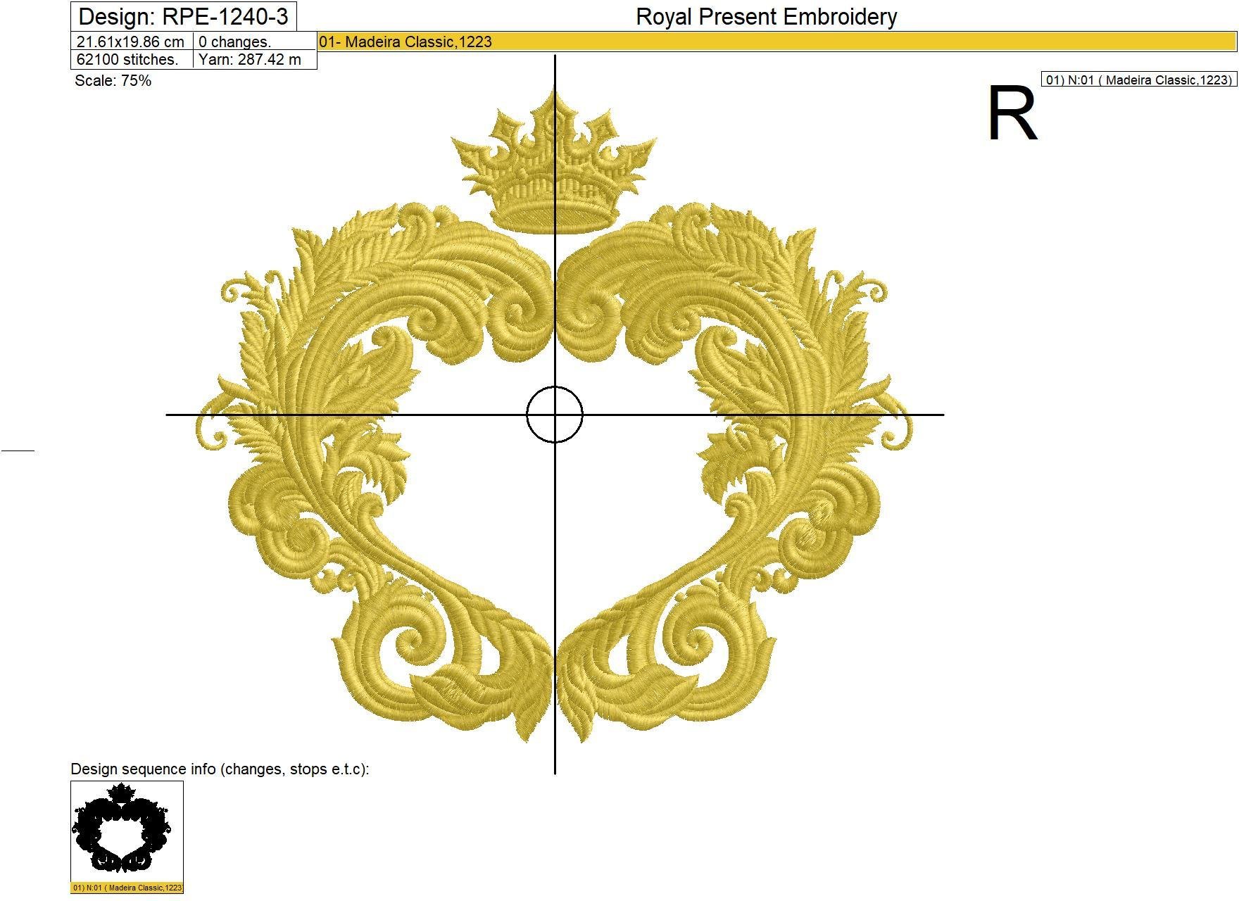 Pink baroque frame Embroidery Design - 3 sizes