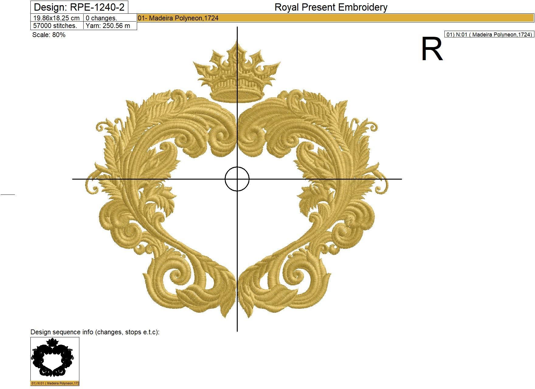 Pink baroque frame Embroidery Design - 3 sizes