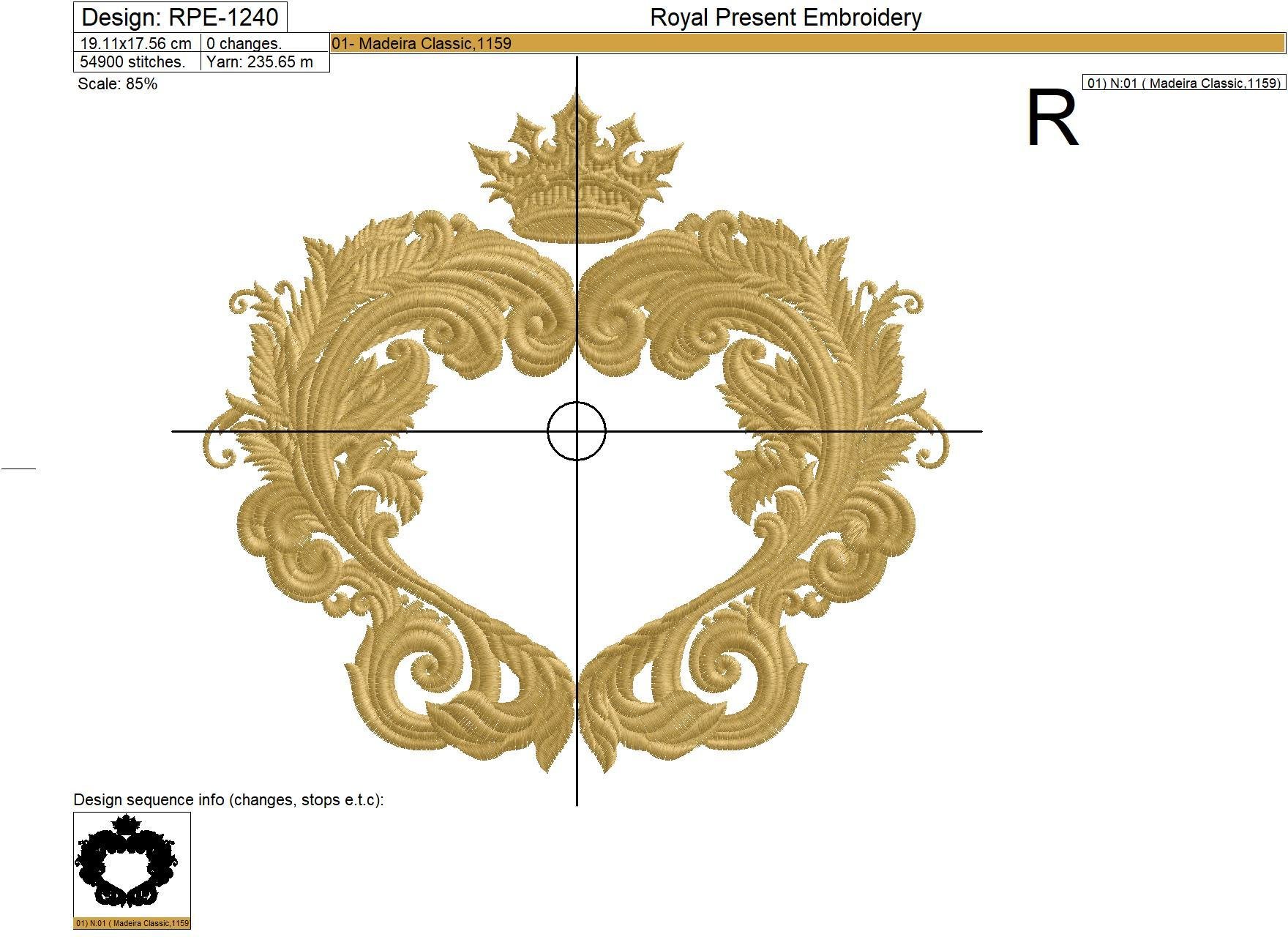 Pink baroque frame Embroidery Design - 3 sizes