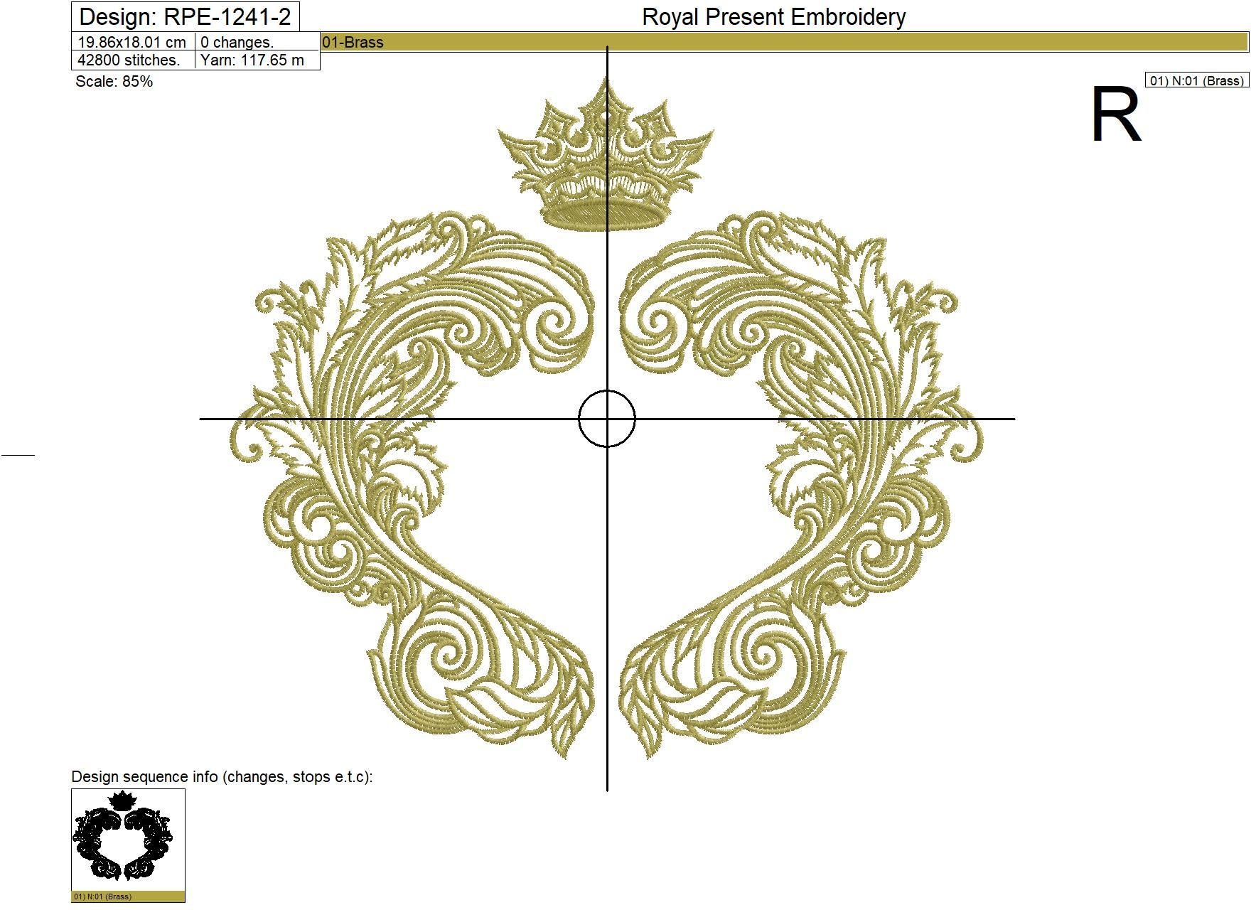 Silver baroque frame Embroidery Design - 3 sizes